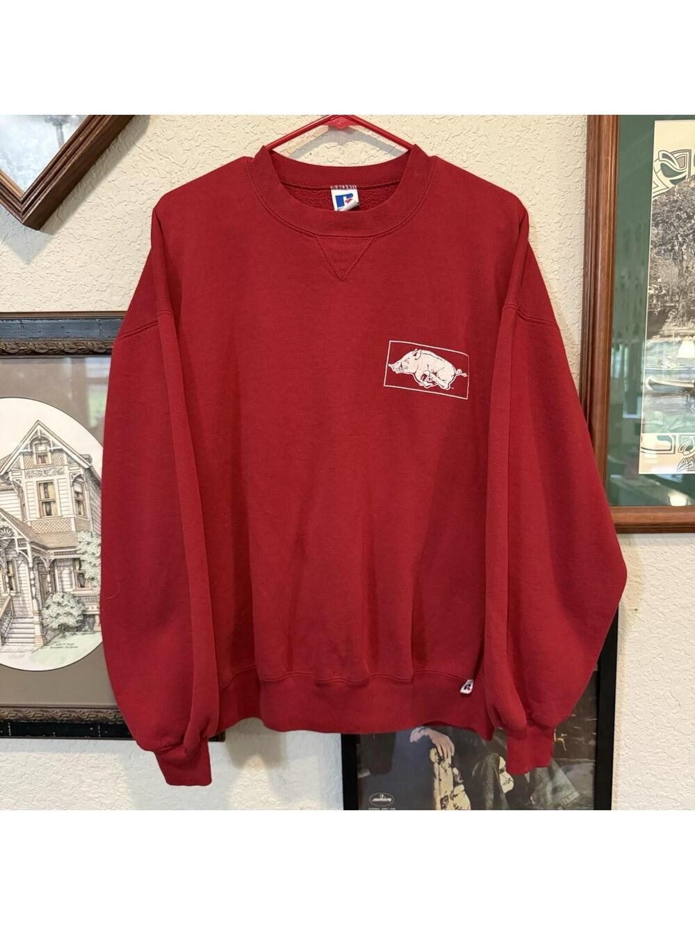 Vintage 90s RARE‎ USA Russell Athletic Arkansas Razorbacks Sweatshirt Mens Sz XL